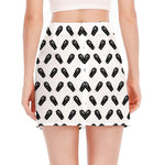 Black And White Coffin Pattern Print Side Slit Mini Skirt