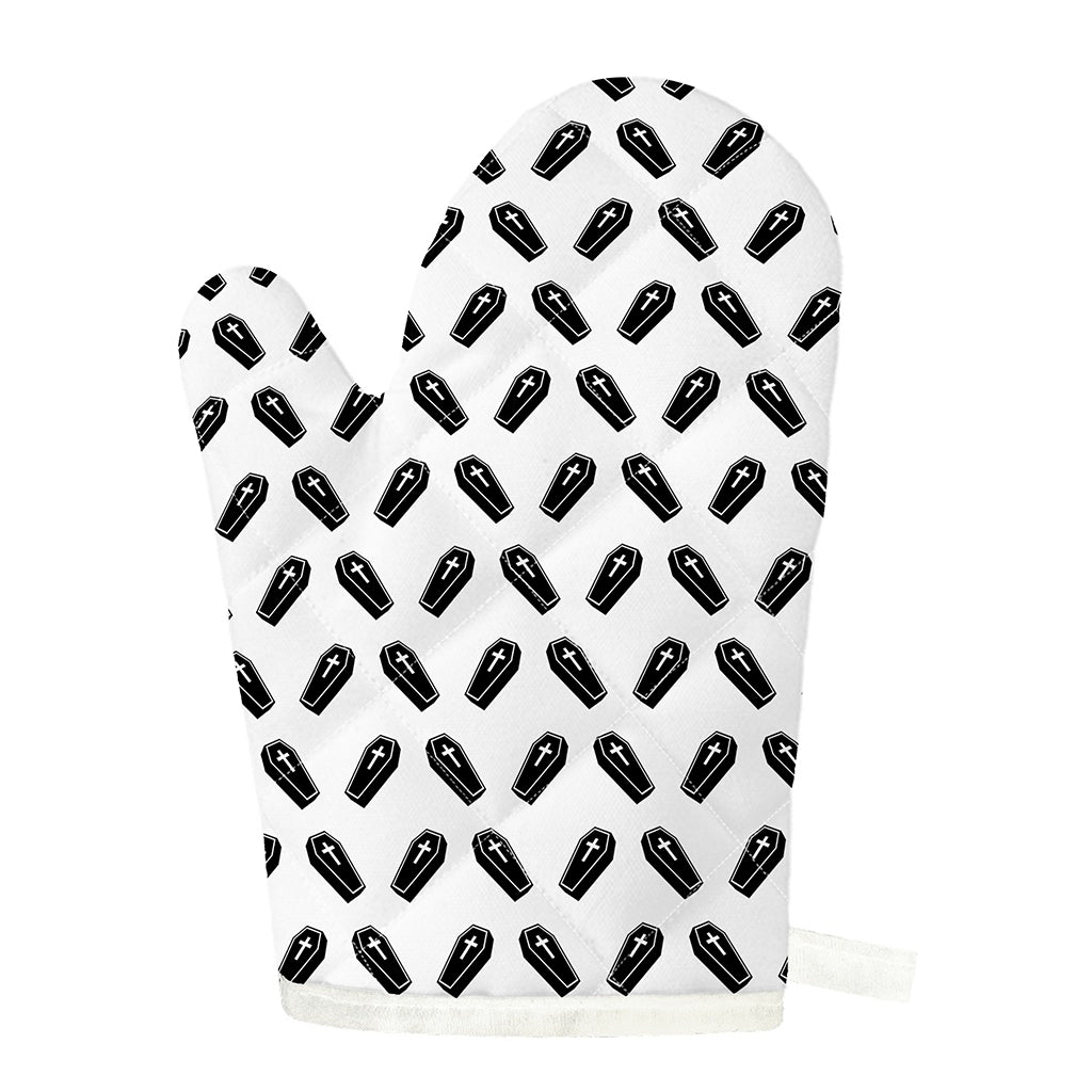 Black And White Coffin Pattern Print Single Oven Mitt
