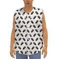 Black And White Coffin Pattern Print Sleeveless Baseball Jersey