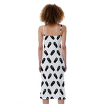 Black And White Coffin Pattern Print Slim Fit Midi Cami Dress