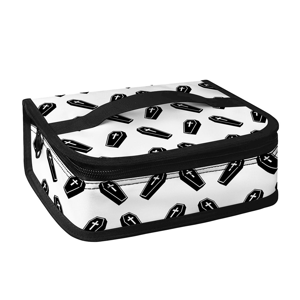 Black And White Coffin Pattern Print Small Lunch Bag
