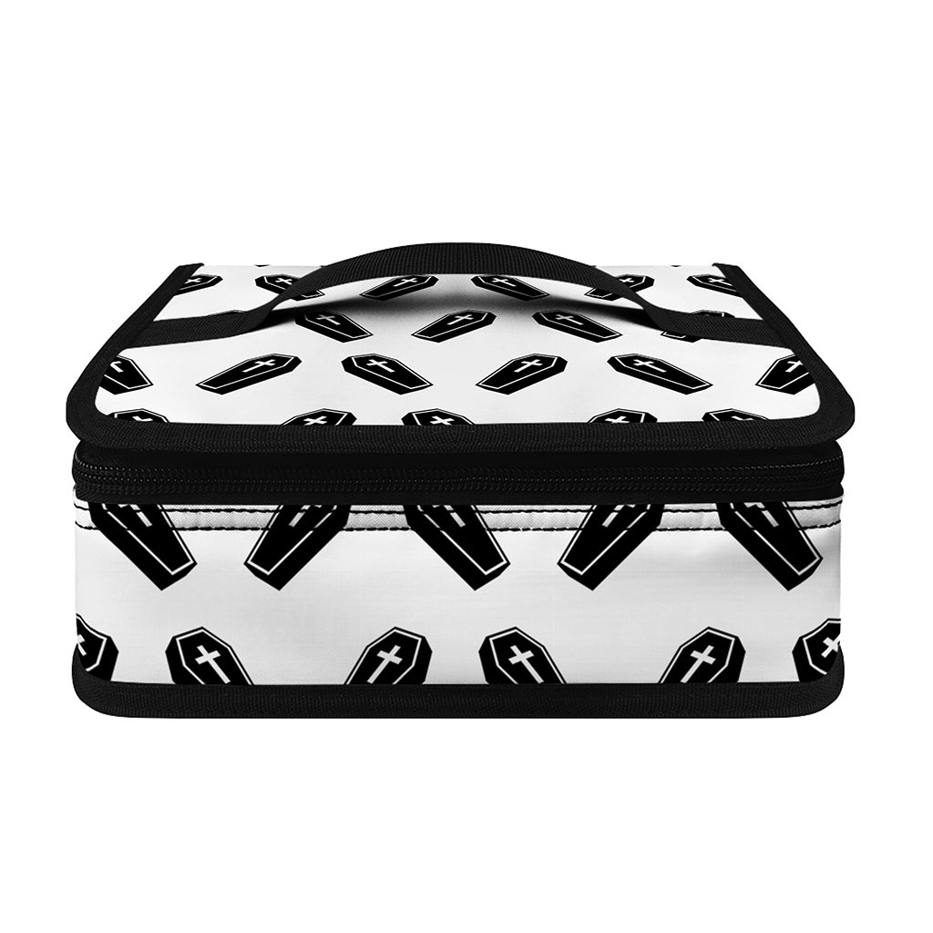 Black And White Coffin Pattern Print Small Lunch Bag