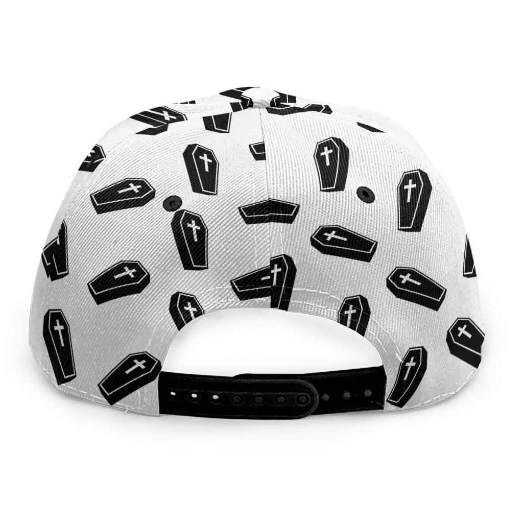 Black And White Coffin Pattern Print Snapback Cap