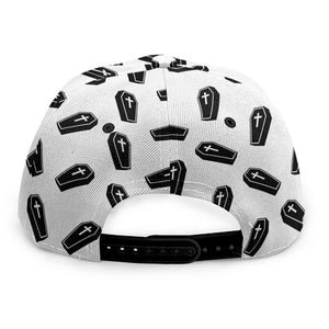 Black And White Coffin Pattern Print Snapback Cap