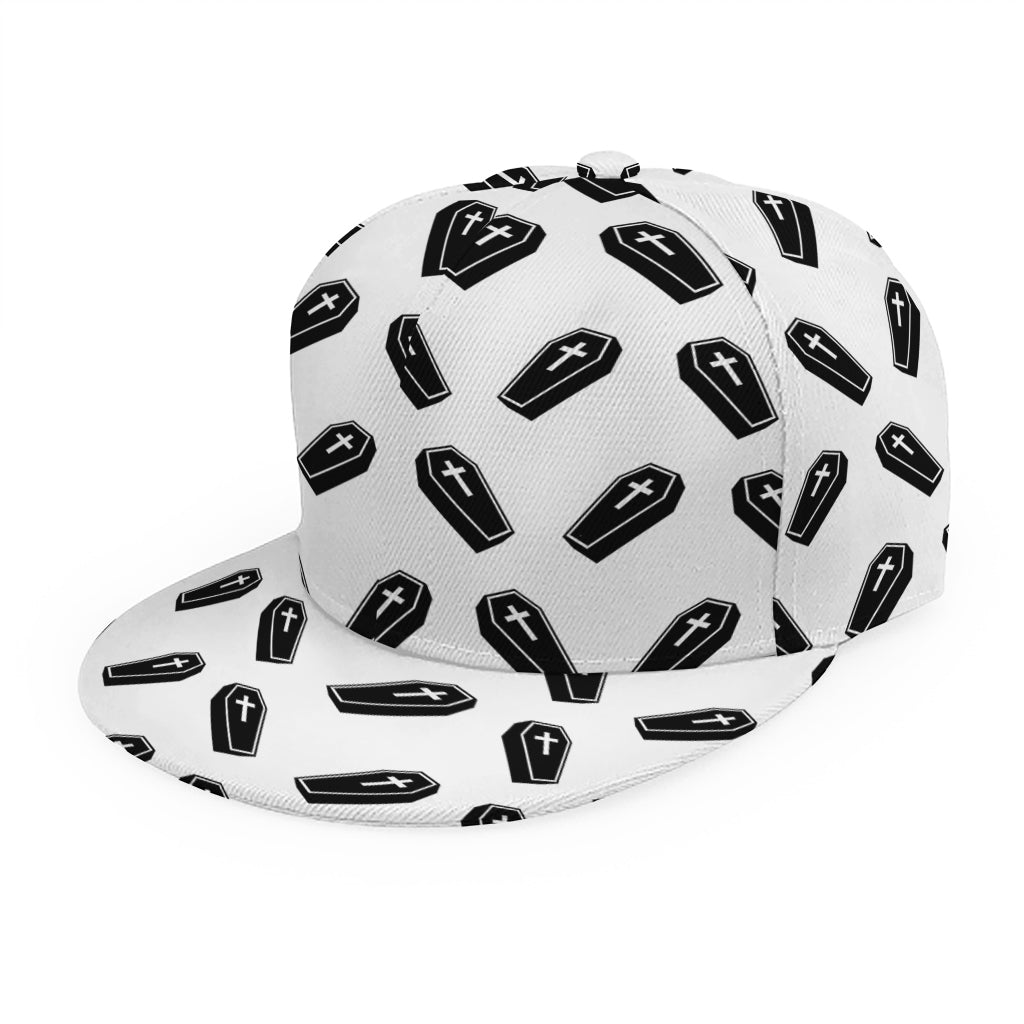 Black And White Coffin Pattern Print Snapback Cap