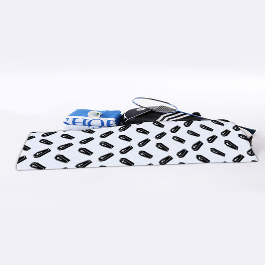 Black And White Coffin Pattern Print Sports Towel