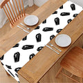 Black And White Coffin Pattern Print Table Runner