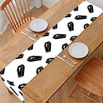 Black And White Coffin Pattern Print Table Runner