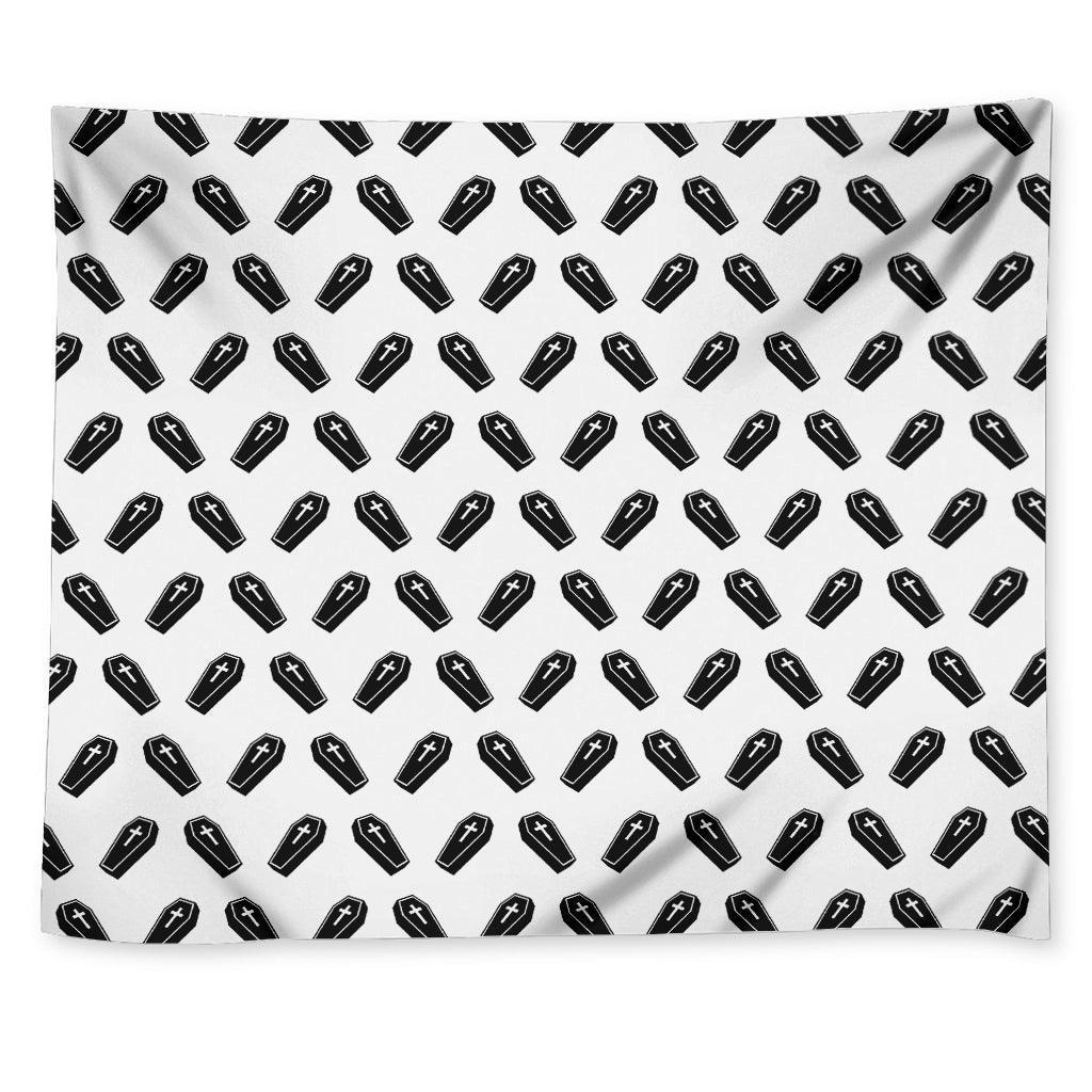 Black And White Coffin Pattern Print Tapestry