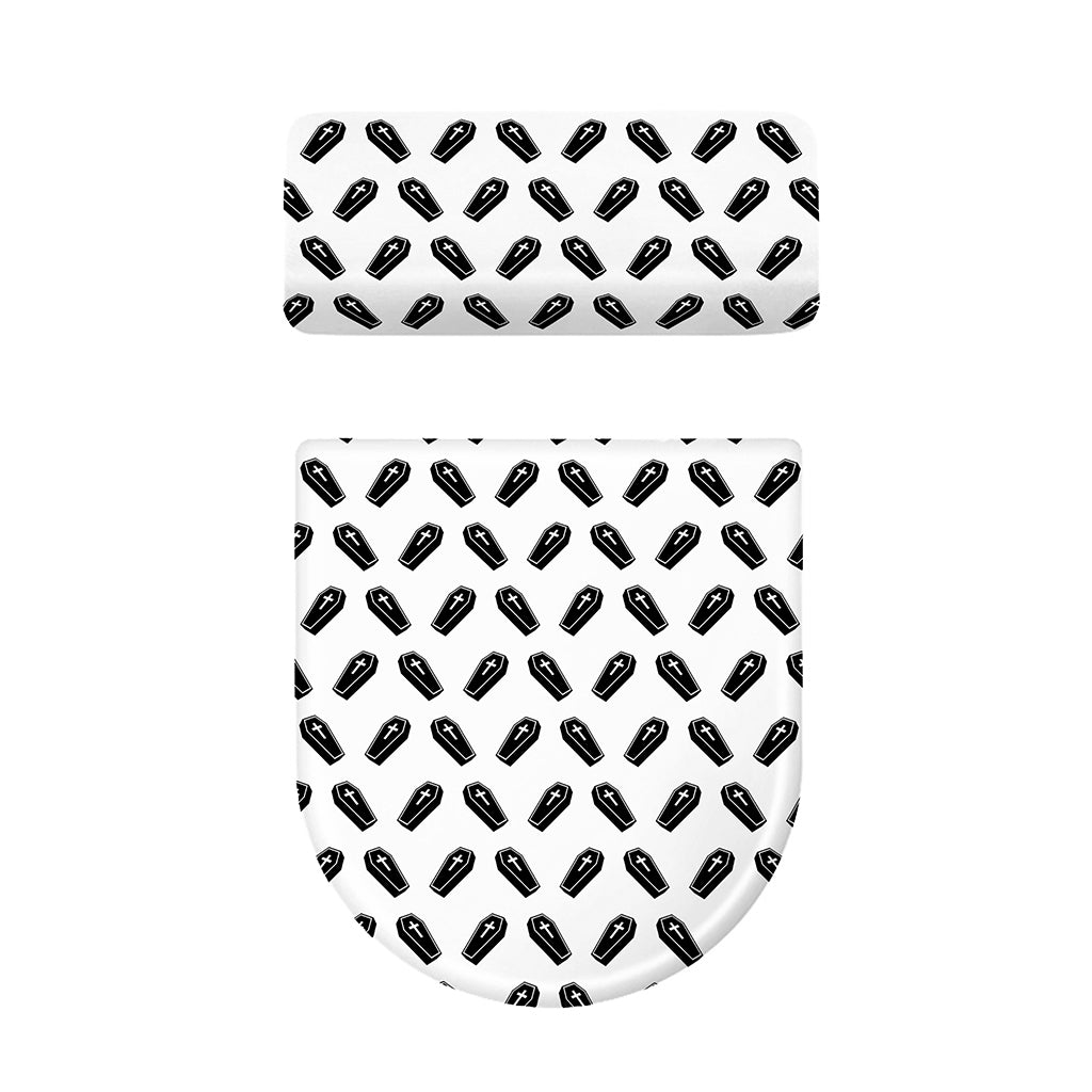 Black And White Coffin Pattern Print Toilet Lid And Tank Cover Set