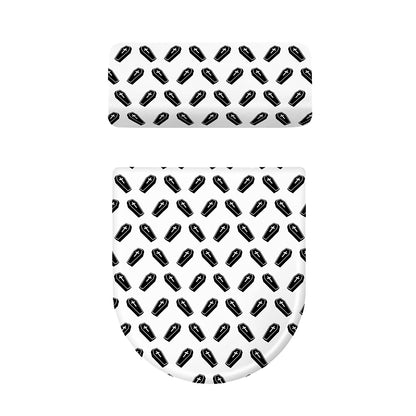 Black And White Coffin Pattern Print Toilet Lid And Tank Cover Set