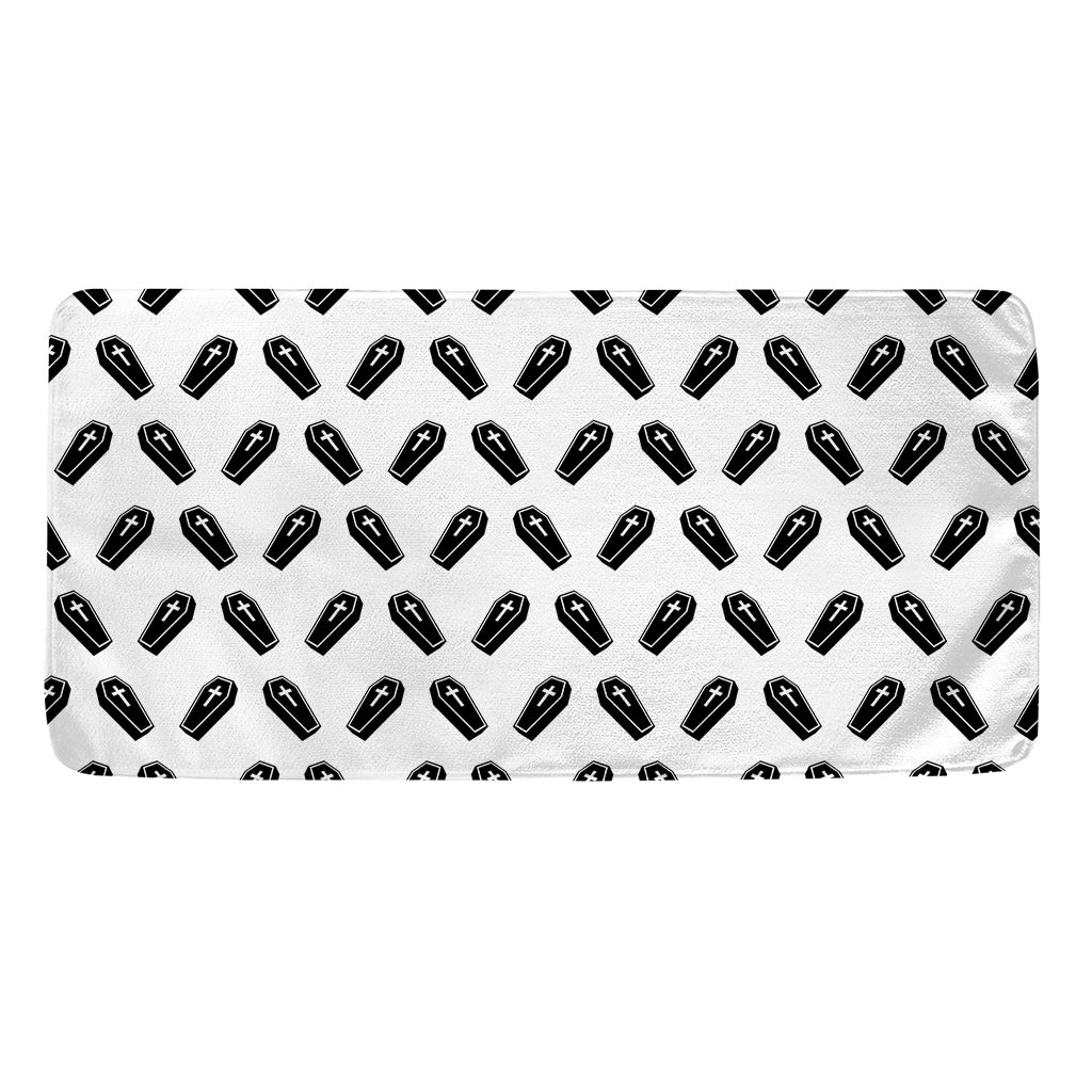 Black And White Coffin Pattern Print Towel