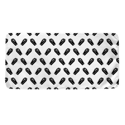 Black And White Coffin Pattern Print Towel