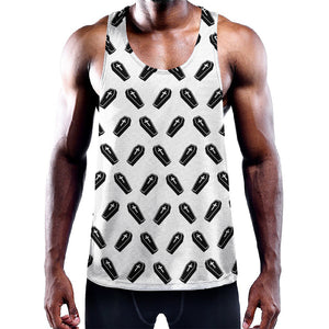 Black And White Coffin Pattern Print Training Tank Top