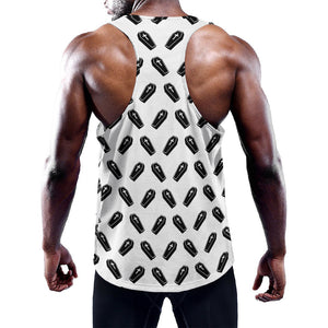 Black And White Coffin Pattern Print Training Tank Top