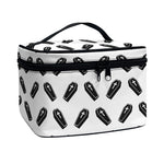 Black And White Coffin Pattern Print Travel Makeup Bag
