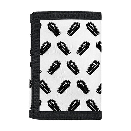 Black And White Coffin Pattern Print Trifold Wallet