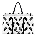 Black And White Coffin Pattern Print Utility Tote Bag