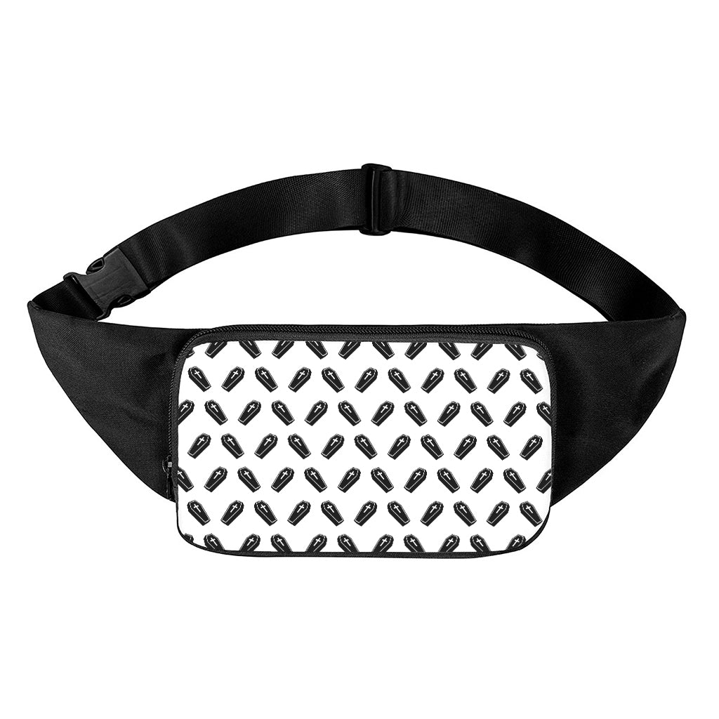 Black And White Coffin Pattern Print Waist Bag