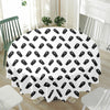 Black And White Coffin Pattern Print Waterproof Round Tablecloth