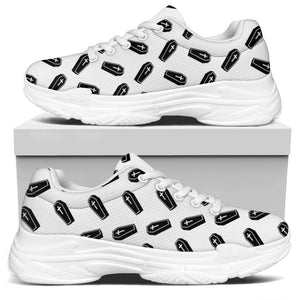 Black And White Coffin Pattern Print White Chunky Shoes