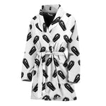 Black And White Coffin Pattern Print Women's Bathrobe