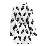 Black And White Coffin Pattern Print Women's Bathrobe