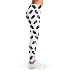 Black And White Coffin Pattern Print Women's Leggings