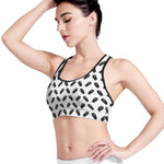 Black And White Coffin Pattern Print Women's Sports Bra