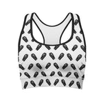 Black And White Coffin Pattern Print Women's Sports Bra