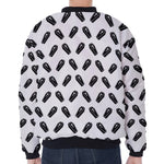 Black And White Coffin Pattern Print Zip Sleeve Bomber Jacket