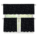 Black And White Constellation Print 3 Piece Kitchen Curtains