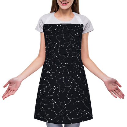 Black And White Constellation Print Adjustable Apron