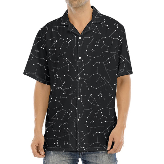 Black And White Constellation Print Aloha Shirt