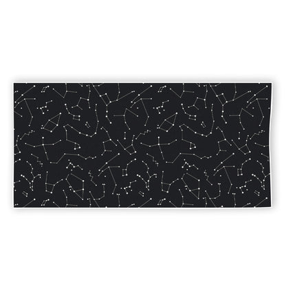 Black And White Constellation Print Beach Towel