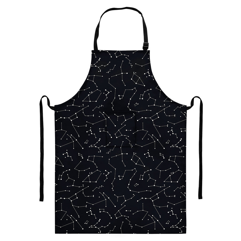Black And White Constellation Print Bib Apron With Pocket