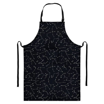 Black And White Constellation Print Bib Apron With Pocket
