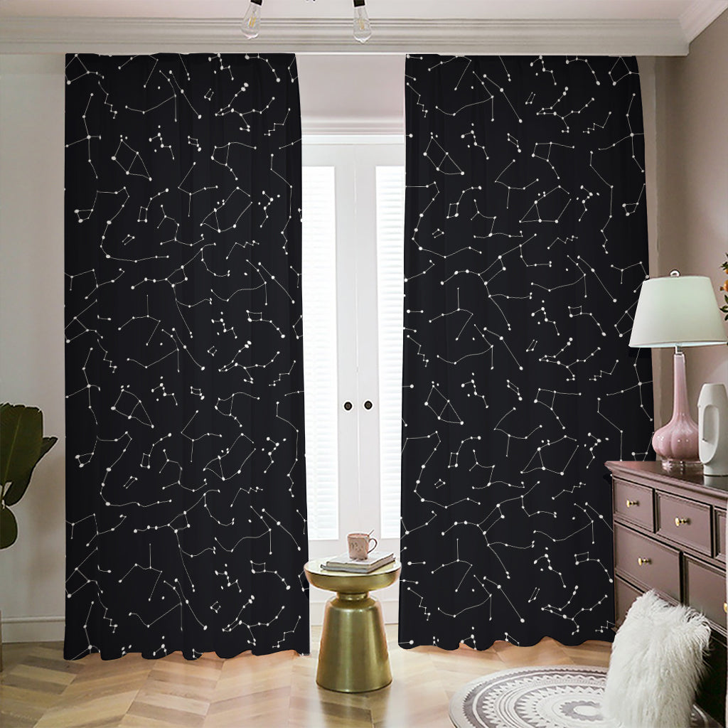 Black And White Constellation Print Blackout Pencil Pleat Curtains