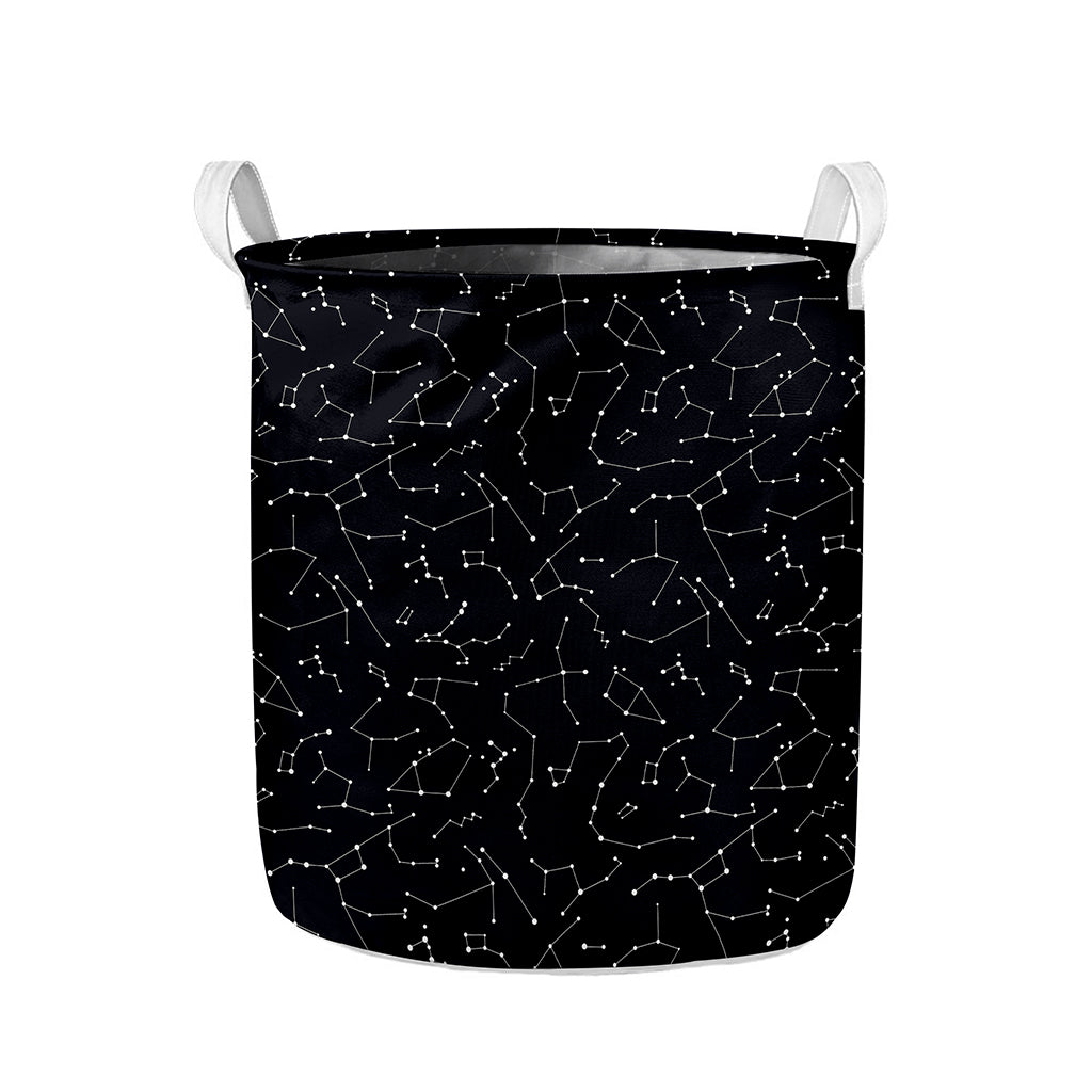Black And White Constellation Print Collapsible Laundry Basket