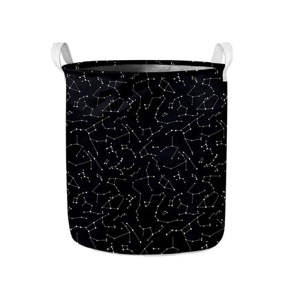 Black And White Constellation Print Collapsible Laundry Basket