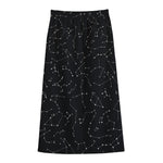 Black And White Constellation Print Cotton Front Slit Maxi Skirt