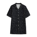 Black And White Constellation Print Cotton Hawaiian Shirt
