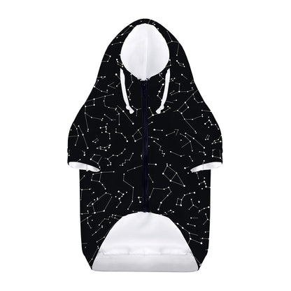Black And White Constellation Print Dog Zip Up Hoodie