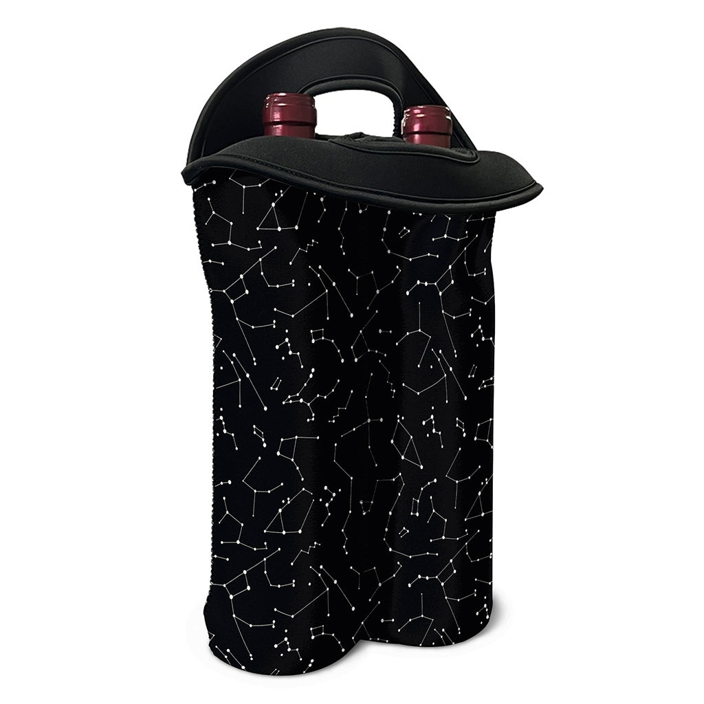 Black And White Constellation Print Double Neoprene Wine Tote