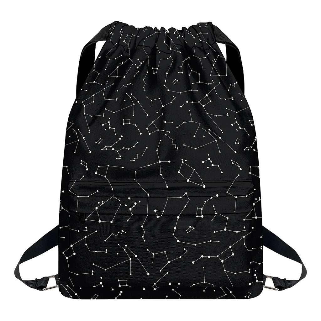 Black And White Constellation Print Drawstring Backpack