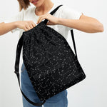 Black And White Constellation Print Drawstring Backpack