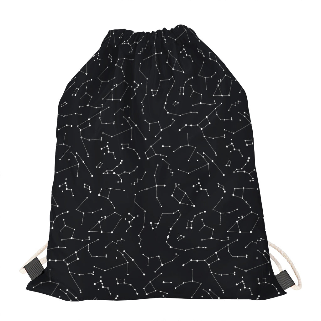 Black And White Constellation Print Drawstring Bag