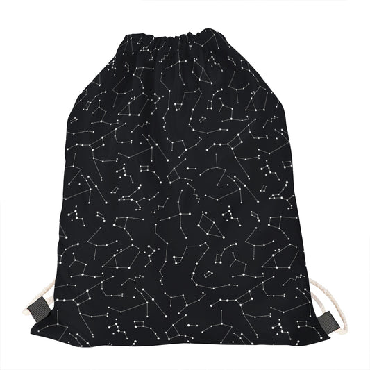 Black And White Constellation Print Drawstring Bag