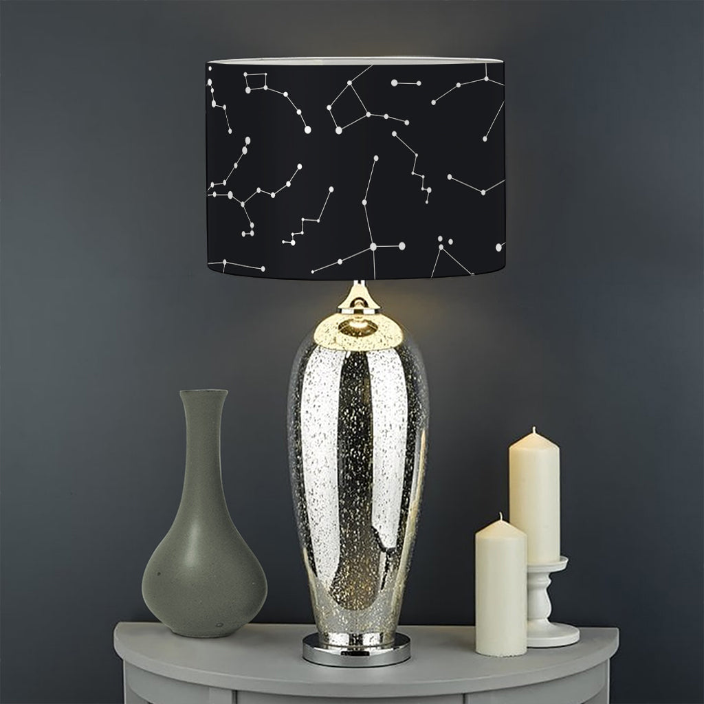 Black And White Constellation Print Drum Lamp Shade