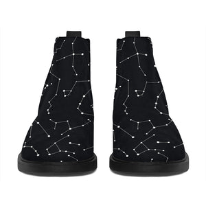 Black And White Constellation Print Flat Ankle Boots